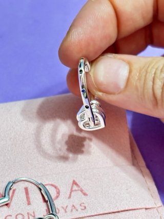 Pendientes Corazón Plata con Circonitas y 3 corazo