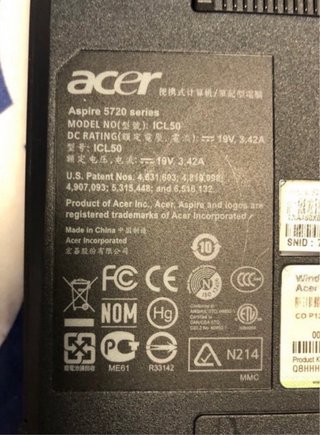 Portátil Acer Aspire 5720 series Windows7 ultimate