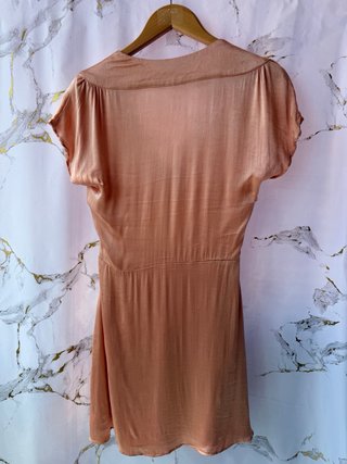 Vestido Mango Midi Satinado Naranja Talla S