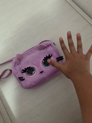 Bolso gato morado peludo infantil