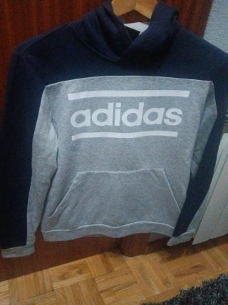 Sudadera niño Adidas azul y gris Talla 15/16.