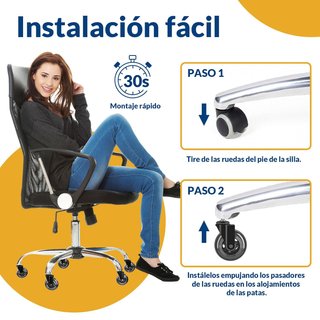 Sedia da ufficio COSYLAND a 5 ruote, 11mm, morbide
