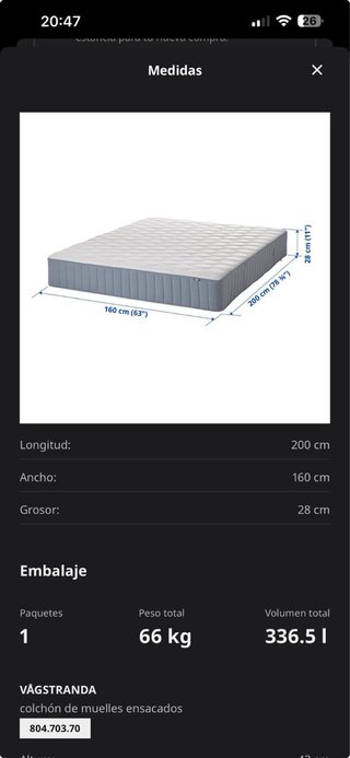 Colchón Vagstranda Ikea