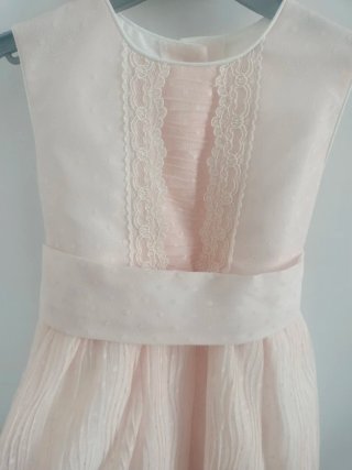 Vestido ceremonia niña blanco y rosa