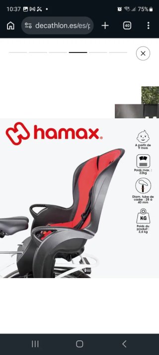 Silla asiento portabebés bici Hamax Smiley
