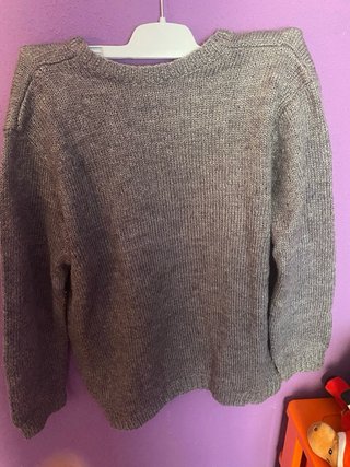 Jersey lana cuello pico gris talla única