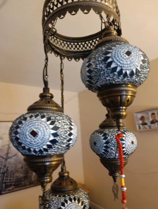 Lámpara árabe colgante cristal y metal