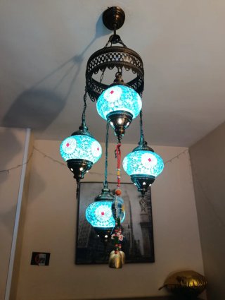 Lámpara árabe colgante cristal y metal