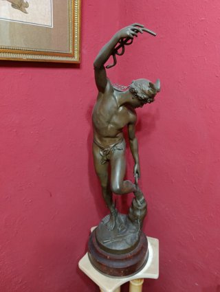 Escultura Hermes Bronce y pie de marmol
