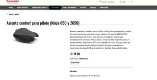 Asiento confort Kawasaki Ninja 650 y Z650