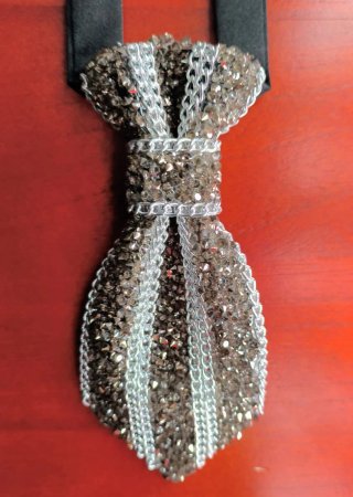 Cravattina Gioiello Luxury Argento & Grey Strass
