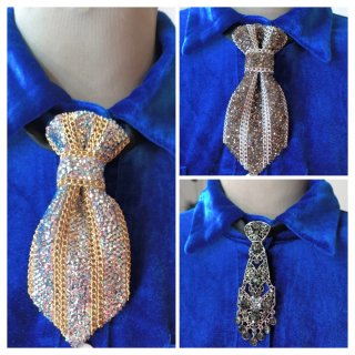 Cravattina Gioiello Luxury Argento & Grey Strass