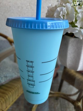 Vaso Starbucks Azul con Tapa y Popote