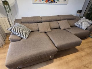 Sofá Chaiselongue Marrón Tela