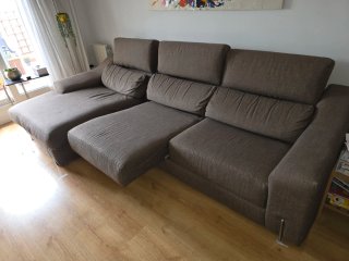 Sofá Chaiselongue Marrón Tela