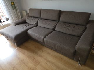 Sofá Chaiselongue Marrón Tela