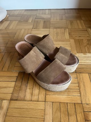 Alpargatas sandalias plataforma marrón