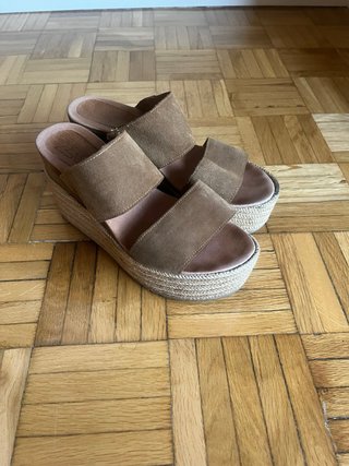 Alpargatas sandalias plataforma marrón