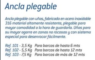 Ancla plegable Inox 316L