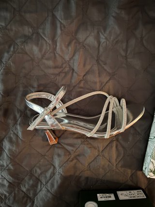 Sandalias de fiesta plateadas talla 38