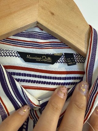 Camisa rayas Massimo Dutti blanco, morado y rojo