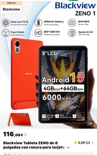 Tablet Blackview ZENO 1 8 4GB RAM 64GB Arancione