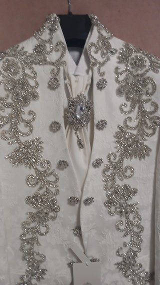 Traje Gitano Novio Impulso moda Blanco Bordado