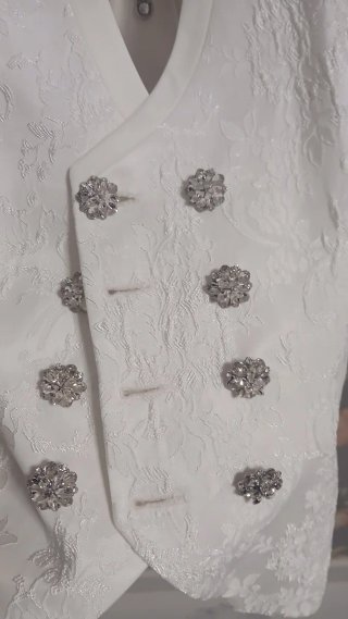 Traje Gitano Novio Impulso moda Blanco Bordado