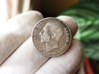 Moneda Plata 1 peseta 1882 Alfonso XII