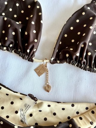 Bikini lunares marrón y beige