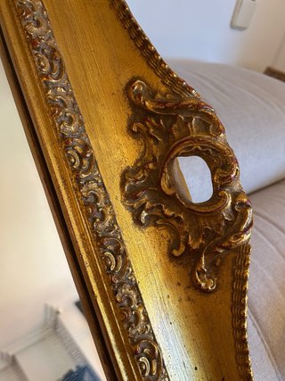 Espejo antiguo tallado madera maciza y pan de oro