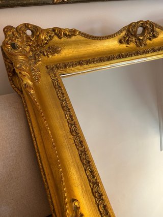 Espejo antiguo tallado madera maciza y pan de oro