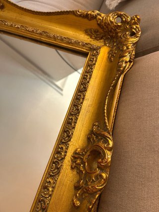 Espejo antiguo tallado madera maciza y pan de oro