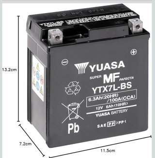 Batería Moto Yuasa YTX7L-BS 12V 100 CCA