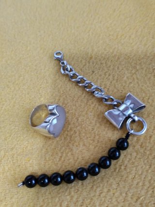 Pulsera de plata  Tous y anillo