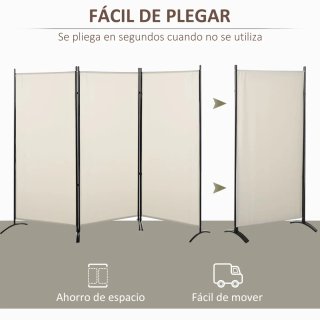 Biombo Separador 3 Paneles Beige
