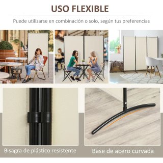 Biombo Separador 3 Paneles Beige
