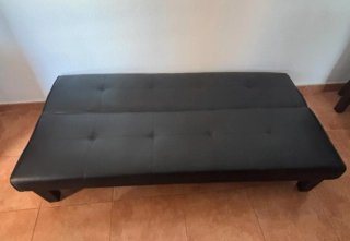 Sofá Cama Negro Piel Sintética