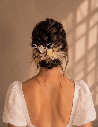 Ramo de novia flores preservadas beige/marrón