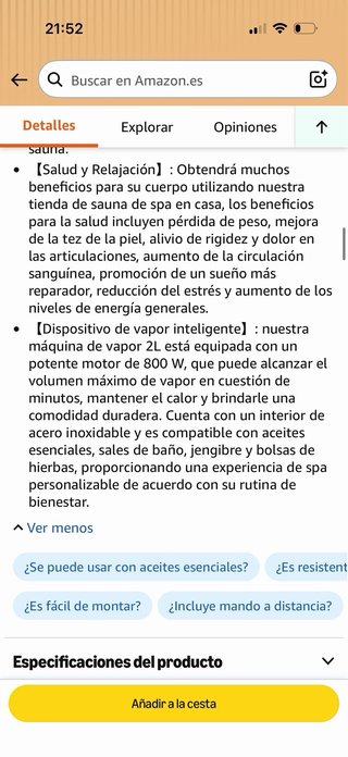 Sauna Vapor Portátil 800W
