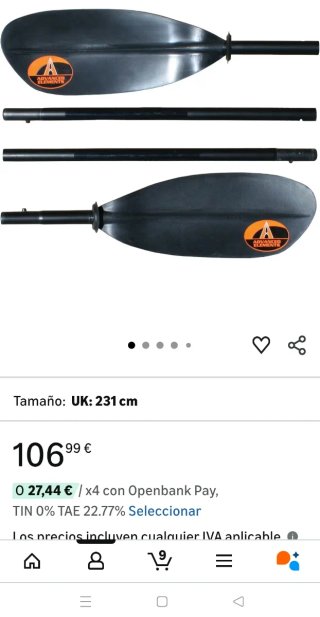 REMO doble pala Kayak, Canoa y Piragua