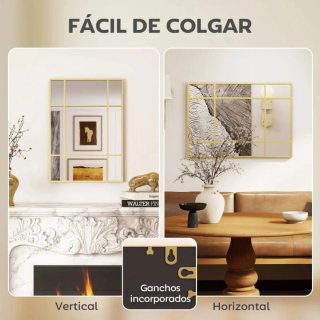 Espejo decorativo dorado con marco metálico
