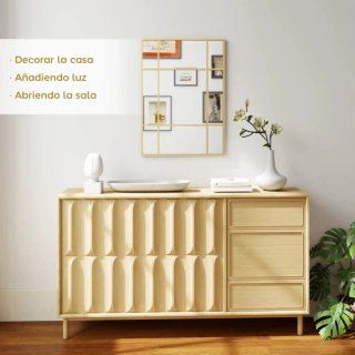 Espejo decorativo dorado con marco metálico