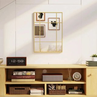 Espejo decorativo dorado con marco metálico