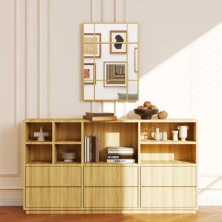 Espejo decorativo dorado con marco metálico