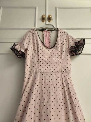 Vestido Bata Flamenca Lunares Rosa