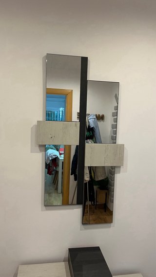 Mueble recibidor madera con doble espejo