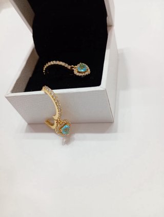 Pendientes Pandora Aro Corazón Turquesa Dorado