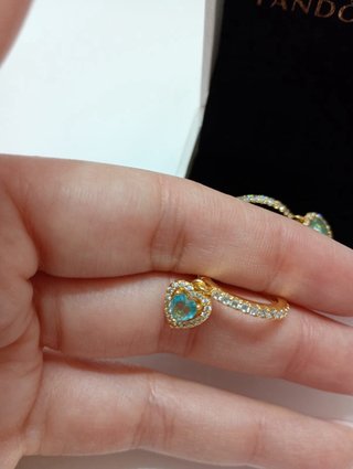 Pendientes Pandora Aro Corazón Turquesa Dorado