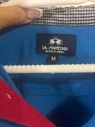 Camisa Polo La Martina Azul y Rojo